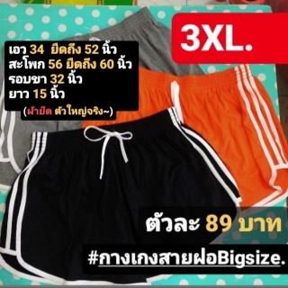 (Update: 09/07 พร้อมส่ง!!) กางเกงขาสั้นสายฝอ Bigsize XXXL กางเกงขาสายฝอคนอ้วน ทรงสปอต3แถบ  ผ้ายืด  (ตะกร้าใหม่ สีเพียบ)