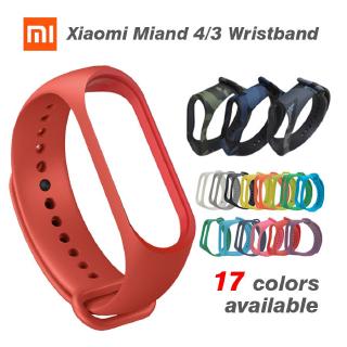 สายนาฬิกาข้อมือ ทำจากซิลิโคน สีพื้น สําหรับ Xiaomi Mi band 4 Mi band 3