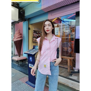 Pastel shirt🌈 เชิ้ตแขนกุดลายริ้ว สีพาสเทลน่ารักมาก ผ้าไหมญี่ปุ่น ใส่สบา แมทเก๋ๆได้กับทุกแนวตัวนี้แนะนำเลย ห้ามพลาด mr