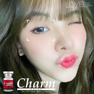 คอนแทนเลนส์ lovely lens ลายใหม่ Charm สีเทา/น้ำตาล