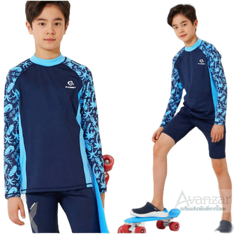 ส่งทันทีจากไทย  มาใหม่.ชุดว่ายน้ำเด็กโต เซต 3 ชิ้น M-7XL .มีหมวกด้วย รหัส .214