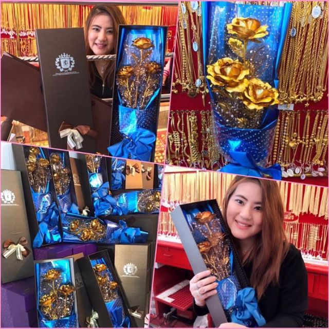 กุหลาบเคลือบทองคำ24k(99.99)