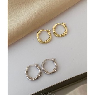 [all silver 925] hoo.stores Double Helix Hoop (Rhodium/ 18k Gold plated) ต่างหูห่วงเงินแท้ s925 ท้ังชิ้น