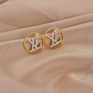 Fashion earrings ต่างหูเงินแท้925 ต่างหูLVกลม (พร้อมกล่อง)