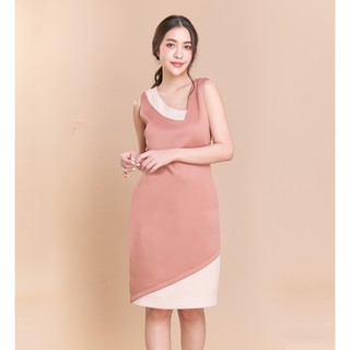 2 Tone Dress (Rosewood x Beige)