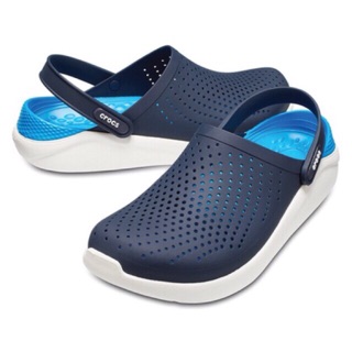 Crocs liteRide สีกรม/ขาว (Navy/white) รุ่นใหม่ กระชับเท้า