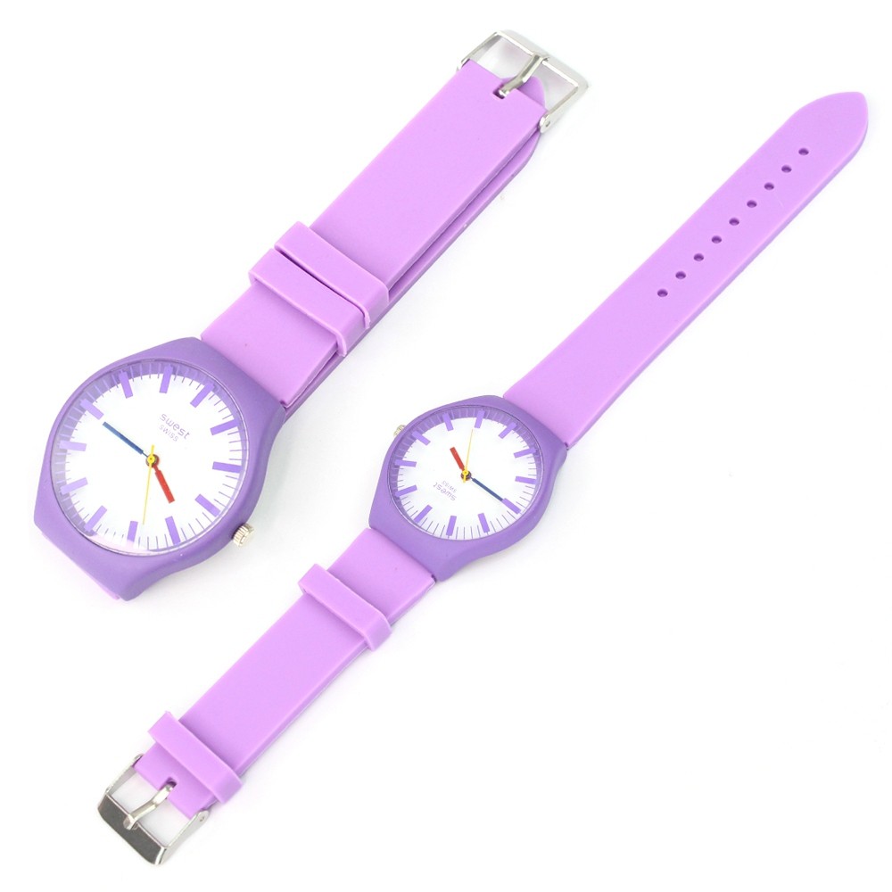 Telecorsa Fashion Wrist Watch (Purple) Model Ladies-Rubber-Durable-Watch-Resist-10M-00E-K2