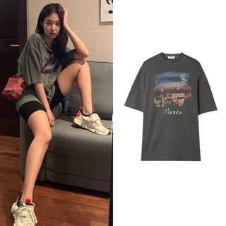 ready in stock blackpink Jennie เสื้อยืดผู้หญิง oversize short sleeve T shirt crop tops เสื้อผ้าแฟชั่นสไตล์เกาหลี