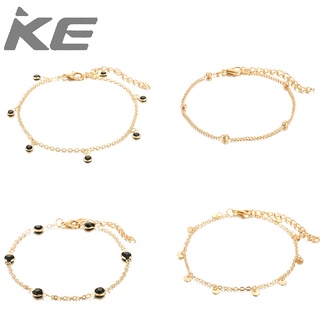 Accessories Simple black diamond gold bead tassel anklet 4-piece combination women for girls f