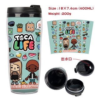 Toca Life World Game ขวดน้ํา แบบสองชั้น ลายการ์ตูน สวยหรู สร้างสรรค์ สําหรับเด็กนักเรียน เล่นกีฬา