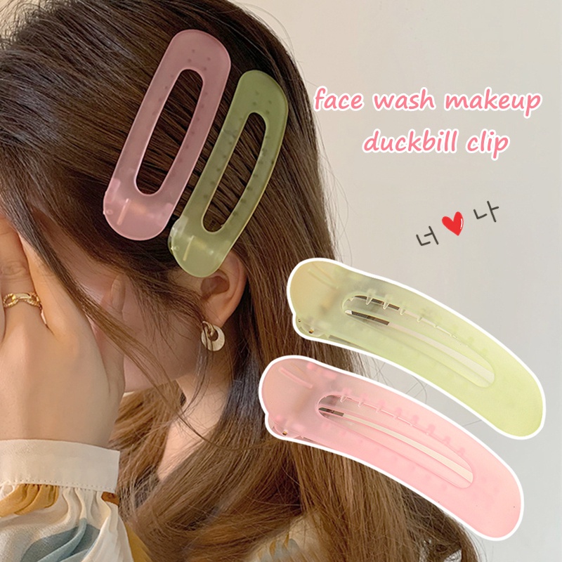 กิ๊บติดผมด้านข้างขนาดใหญ่ของผู้หญิงสีลูกกวาดเกาหลีคลิปปากเป็ดเครื่องประดับผมหน้าม้าโปร่งใส