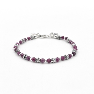 สร้อยข้อมือทับทิมร้อยเม็ดเงินแท้ 92.5% : 925 Sterling Silver Ruby Bracelet [CFS0010]