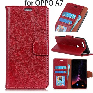 เคสกระเป๋าสตางค์หนัง Pu ตั้งได้สําหรับ Oppo A7 กรณีโทรศัพท์