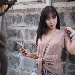 เสื้อทรงหลวม เสื้อเรยอน ผูกด้านหน้าทรงปล่อย #061#247