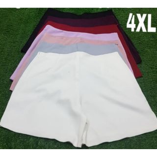 4-5XL ขาสั้น สาวอวบ กางเกง ขาสั้น ผ้าฮานาโกะ เอวสูง ทรงสวย ผ้าใส่สบาย มีกระเป๋า1ข้าง ซิปซ่อนข้างลำตัว