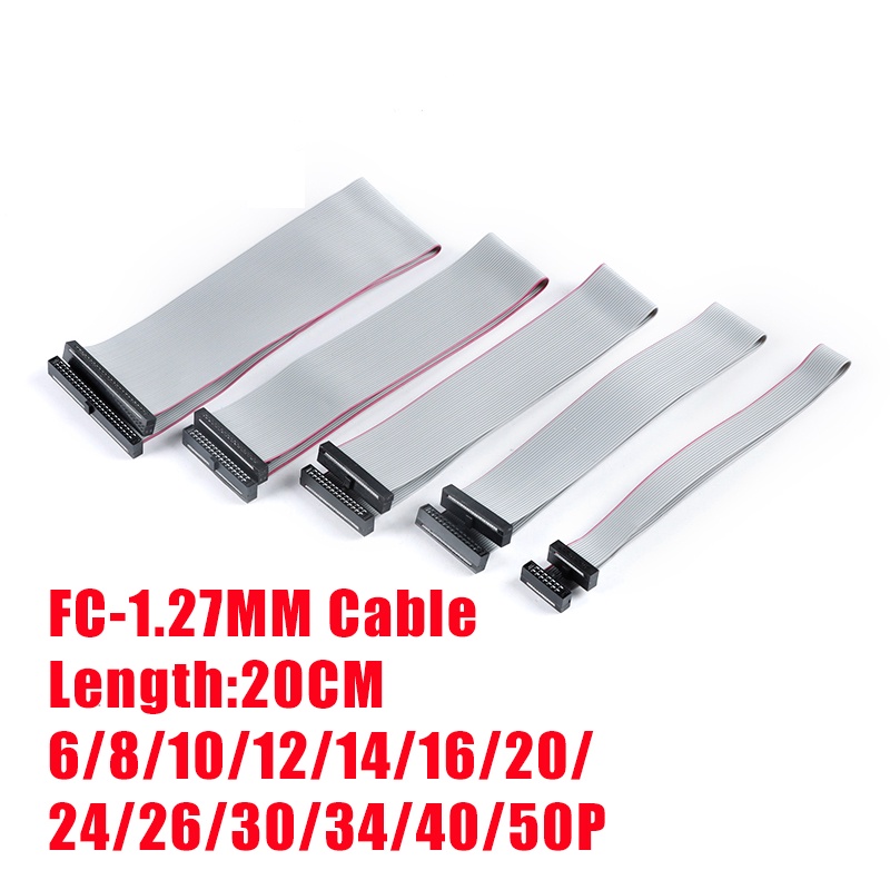 สายเคเบิลเชื่อมต่อข้อมูล 1.27 มม. Pitch FC-6 8 10 14 16 20 40 50 PIN 30 ซม. สีเทา สําหรับกล่อง DC3 IDC 2 ชิ้น