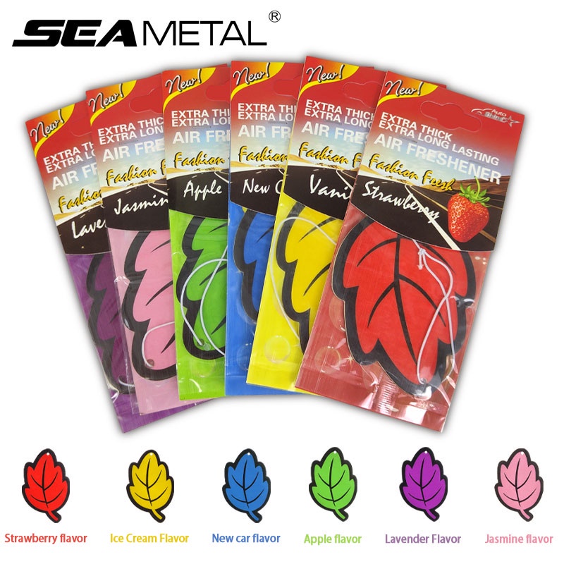 SEAMETAL 6/1Pcs รูปทรงใบไม้ น้ำหอมปรับอากาศในรถยนต์ แท็บเล็ตระงับกลิ่นกายน้ำหอม จี้อโรมาในรถยนต์ จี้ตกแต่งกระจกภายใน Leaf-shaped Car Air Freshener Perfume Deodorant Tablet Auto Aromatherapy Ornaments