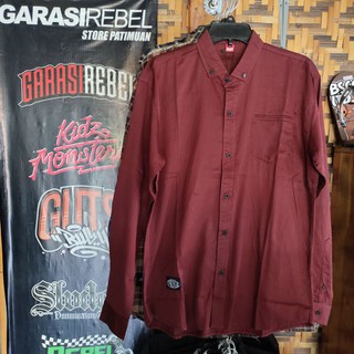 Garasi rebel เสื้อเชิ้ต poplin trickle maroon deadnoise