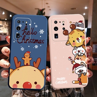 เคสซิลิโคนนิ่ม ขอบตรง ลาย Hello Christmas สําหรับ Samsung Galaxy S21 Ultra S20 FE S10 Plus A52 A72 A32