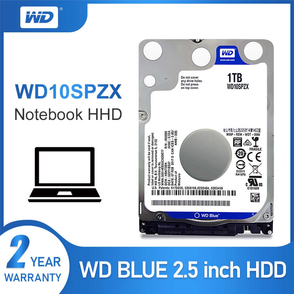 1TB HDD 2.5" (ฮาร์ดดิสก์โน้ตบุ๊ค) WD BLUE 5400RPM SATA3 (WD10SPZX)  รับประกัน 3 ปี