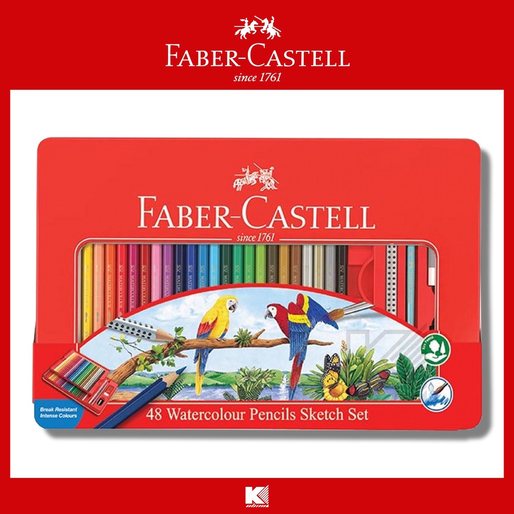 สีไม้ระบายน้ำ Faber-Castell (นกแก้ว) 48 สี กล่องเหล็ก