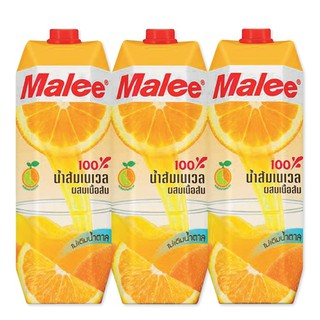 มาลี น้ำส้มนาเวล 100% 1000 มล. X 3 กล่อง Malee 100% Navel Orange Juice 1000ml X 3 boxes