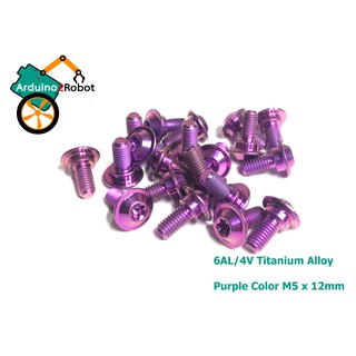 Titanium Screws purple color ขนาด M5 x12mm  สกรูไทเทเนียม สีม่วง สำหรับ Disc Brake และอื่นๆ