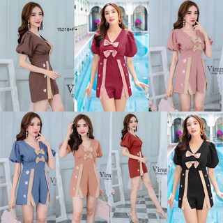 GN15218  **รบกวนสอบถามก่อนสั่งซื้อจ้า**  จั้มสูทอกติดโบว์ขาผ่า