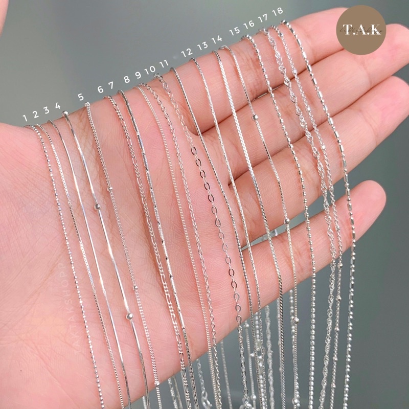 สร้อยคอเงินแท้ 92.5% ลายอิตาลี หนา1มิลเส้นเล็กจิ๋ว Necklace Silver 925 สร้อยเงิน  ไม่ลอก Nickle Free (ส่งฟรี)