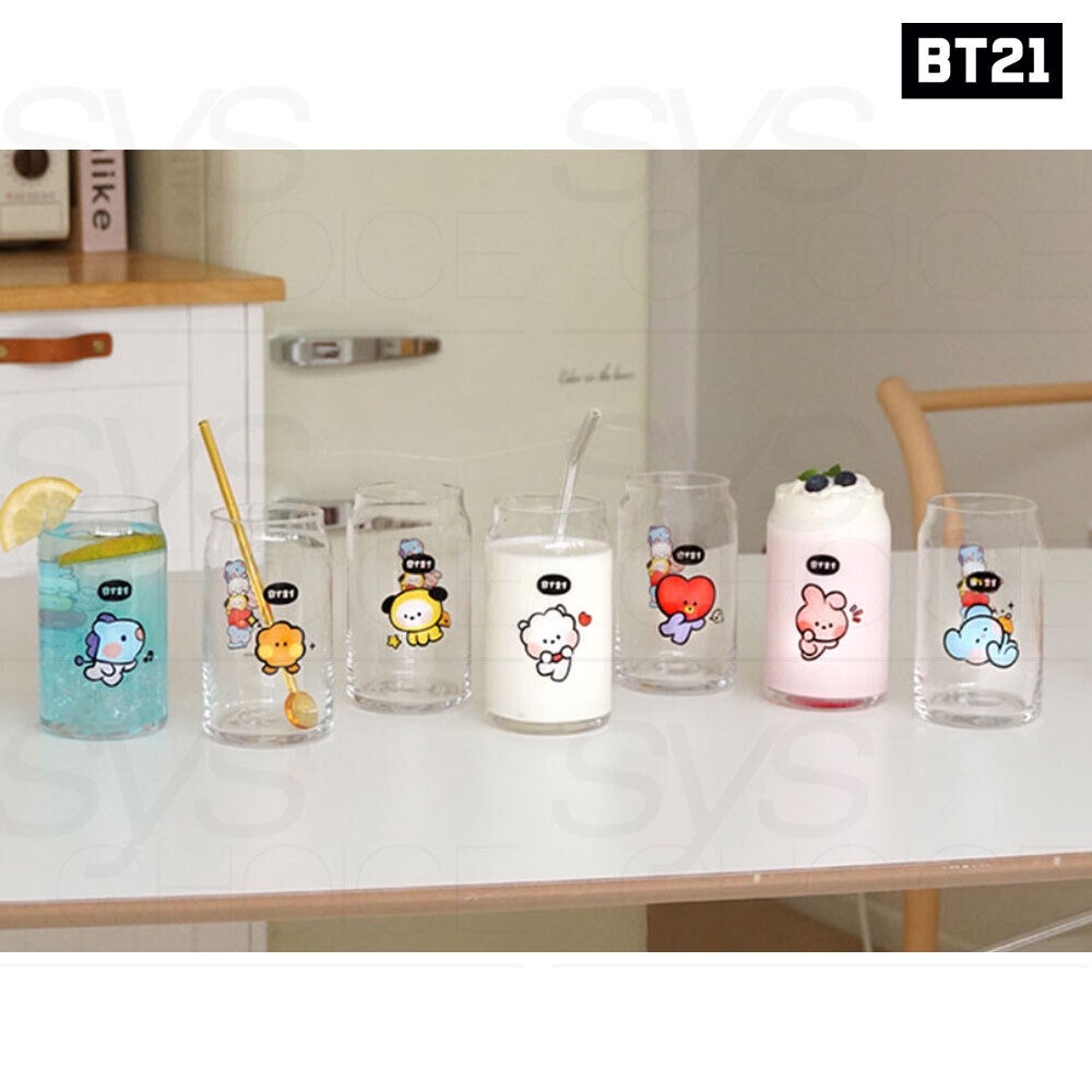 Bts Bt21 Official Authentic Goods Glass Cup 490ml Minini Ver Shopee