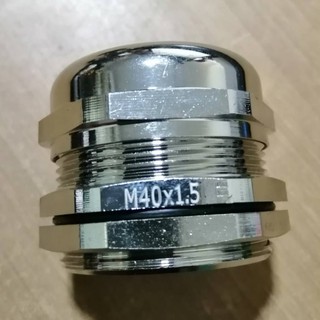 เคเบิ้นแกรนทองเหลืองชุปนิคเกิ้ล (Nickel Brass Cable Gland) เกลียว M40x1.5 ระดับกันฝุ่นกันน้ำ IP68