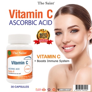 วิตามินซี x 1 ขวด เดอะเซนต์ Vitamin C The Saint (Active Ingredient: Ascorbic Acid 60mg.)แอสคอร์บิก แอซิด 60 มก.ต่อแคปซูล