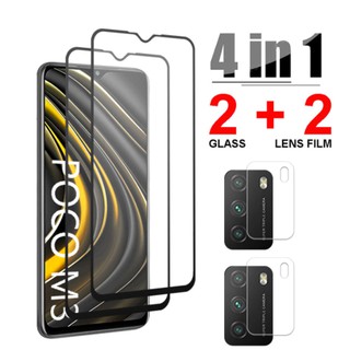 4 in 1 Tempered Glass For Xiaomi Poco M3 X3 X2 F2 M2 Pro Screen Protector Camera Lens Film For Poco X3 NFC Glass