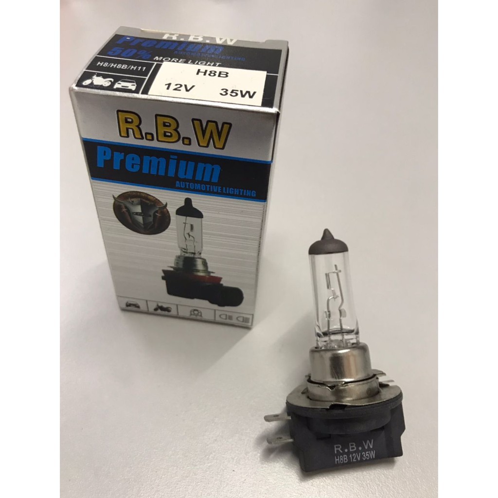 H8B Bulb 12V 35W PREMIUM 50% หลอดไฟความสว่างมากขึ้น RBW