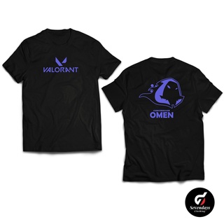 เสื้อยืดลําลอง ผ้าฝ้าย 100% แขนสั้น พิมพ์ลายเกม Valorant Omen Sevendays สีดํา พลัสไซซ์ XS-XXXL ของขวัญวันเกิด สําหรับผู้ชาย