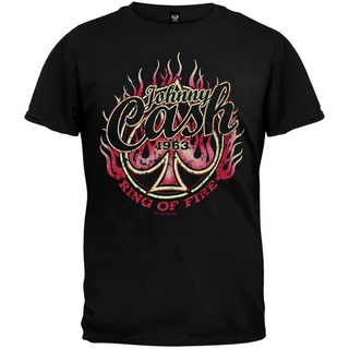 พร้อมส่ง เสื้อยืดแขนสั้น คอกลม ผ้าฝ้าย 100% พิมพ์ลาย Johnny Cash - Flaming Spade ทรงหลวม หลากสี แฟชั่นฤดูร้อน สําหรับผู้