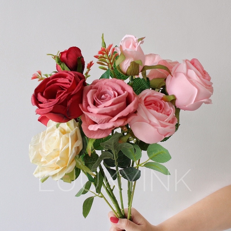 ดอกกุหลาบปลอม กุหลาบเดี่ยว ดอกไม้ปลอม พร้อมส่งค่ะ ดอกไม้ปลอมแต่งบ้าน Luukyink Flowers