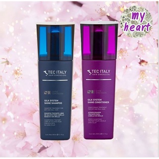 Tec Italy Silk System Shine Shampoo/Conditioner 300/300 ml แชมพู และครีมนวดผม สำหรับผมแห้ง และผ่านเคมี