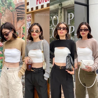 NEW ARRIVAL | NEW DROPPED TONIGHT 🛒 Knit Long-sleeves Cropped Top เสื้อครอปไหมพรมแขนยาว studiox2