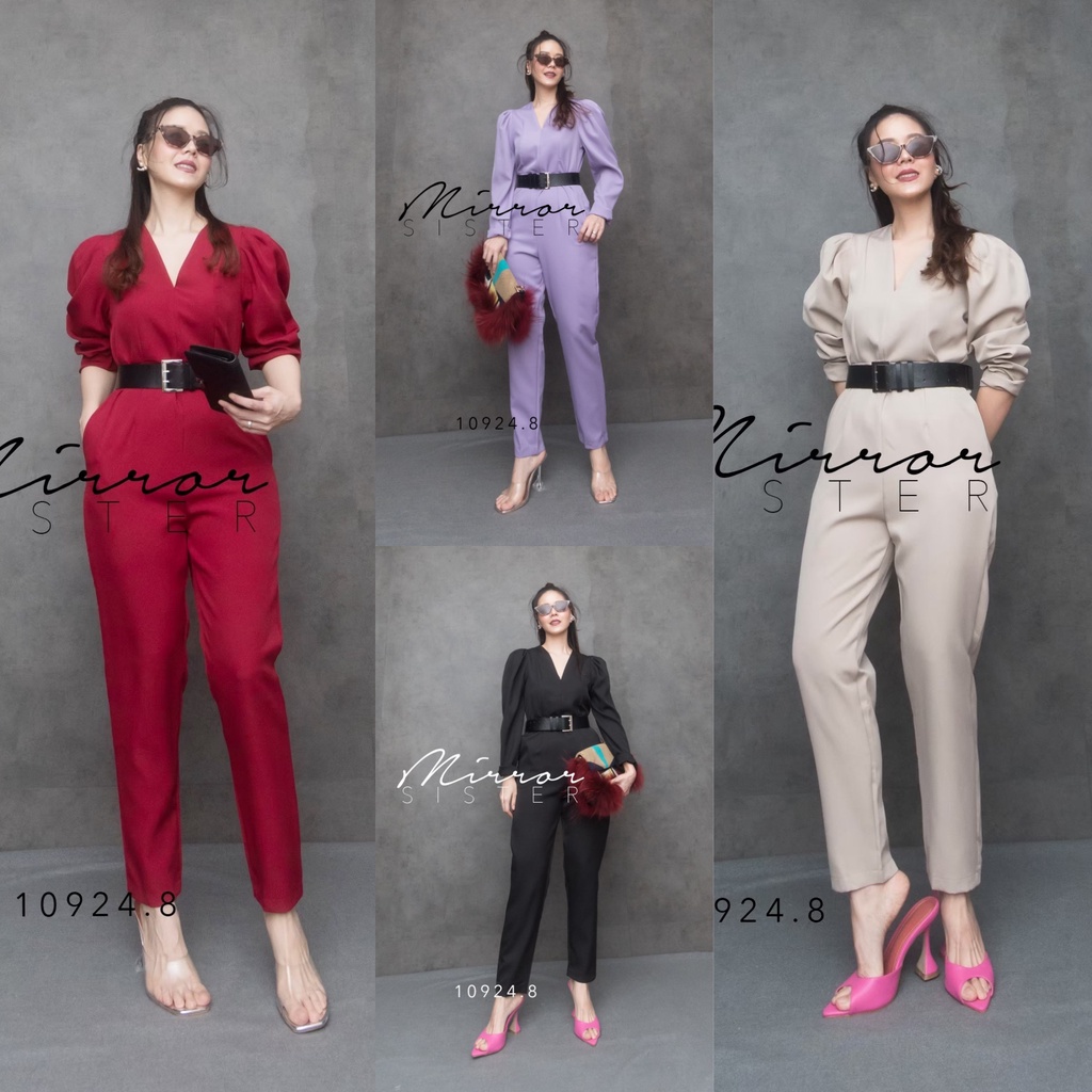 🏷️ Mirrorsister ชุดกางเกงจัมพ์สูท จั๊มสูทขายาว ชุดกางเกงขายาว ชุดไปเที่ยว ชุดไปงาน ชุดออกงาน ชุดทำงา