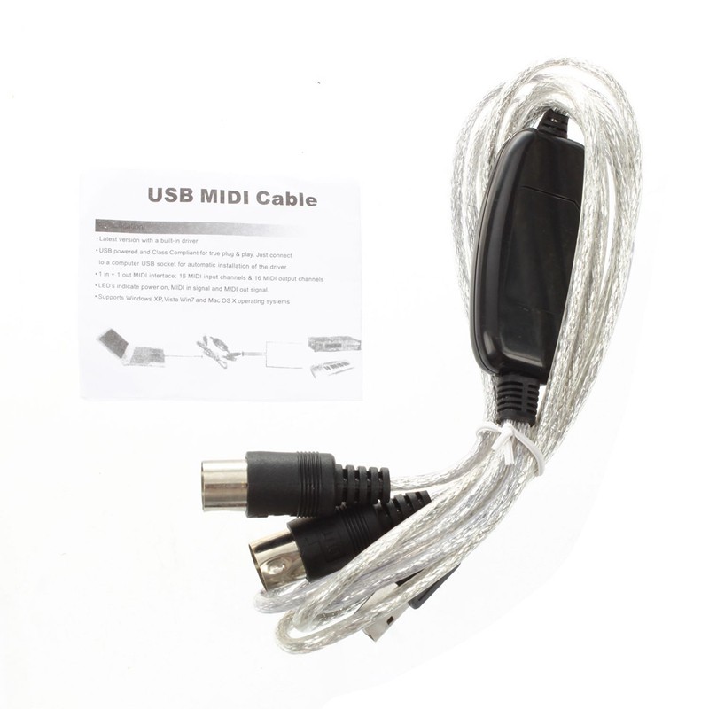 ❀▼semoic USB IN-OUT MIDI Cable Converter PC to Music Keyboard Adapter Cord