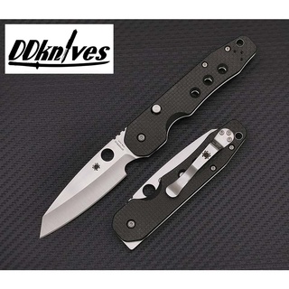 มีดพับ Spyderco Smock Folding Knife S30V Satin Plain Blade, Carbon Fiber/G10 Handles (C240CFP)