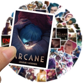 💥พร้อมส่ง💥LOL ลีกออฟเลเจ็นดส์ League of Legend Arcane 50แผ่น สติกเกอร์ กันน้ำ ใช้ซ้ำได้ กระโปรงหลังรถ โทรศัพท์มือถือ