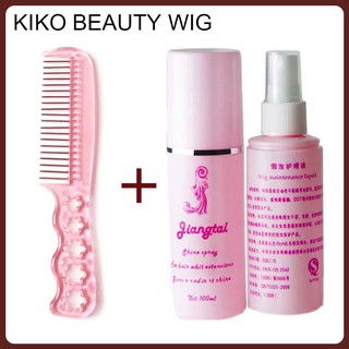 หวีแฮร์พีชp(หวีเล็กพกพา + สเปรย์ชมพูเล็ก) KIKO WIG HE