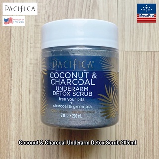 (Pacifica® Coconut &amp; Charcoal Underarm Detox Scrub 205 ml สครับ ดีท็อกซ์ ใต้วงแขน มะพร้าว &amp; ถ่าน