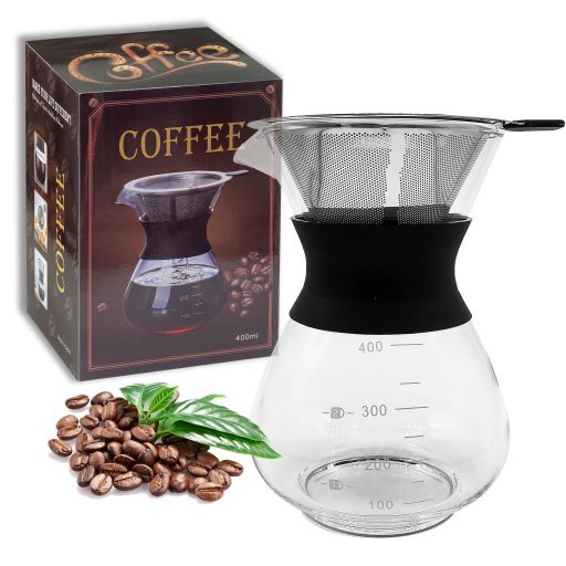 Neouza ชุดหม้อกรองกาแฟดริป สเตนเลส 400 มล. นํากลับมาใช้ใหม่ได้ 400 มล.