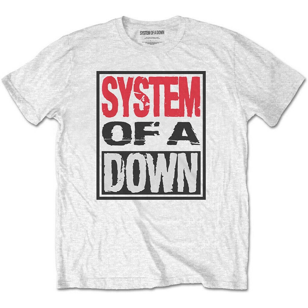 เสื้อยืดสีขาว System Of A Down Triple Stack Box - อย่างเป็นทางการ