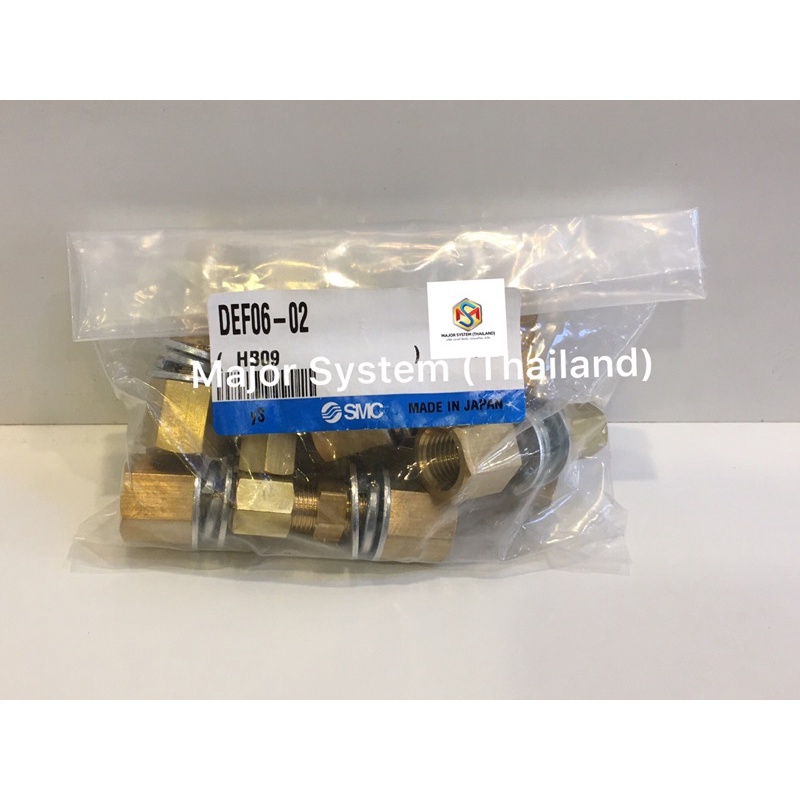 SMC DEF06-02 Copper Alloy Fitting , Bulkhead Connector ข้อต่อลม