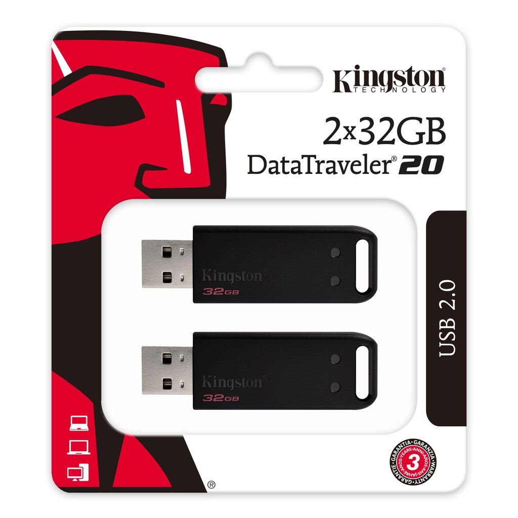 [แพ็ค2ชิ้น] Kingston 32GB DataTraveler 20 USB 2.0 (DT20/32GB-2P)