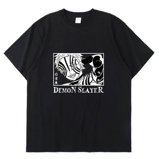 เสื้อยืดโอเวอร์ไซส์เสื้อยืดแขนสั้นลําลอง ทรงหลวม พิมพ์ลายการ์ตูนอนิเมะ Demon Slayer Kimetsu No Yaiba Akaza สไตล์คลาสสิก